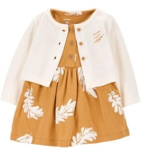 Baby 2-Piece Feather Bodysuit Dress & Cardigan Set 6 months